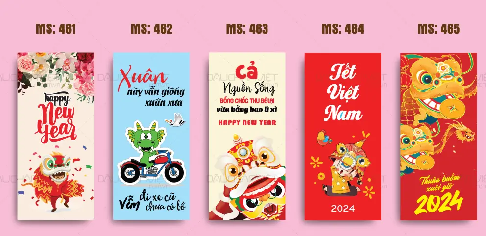 Mau bao li xi truyen thong Mau do vang chu dao hoa tiet hoa van chu Han hinh anh rong phuong. 2