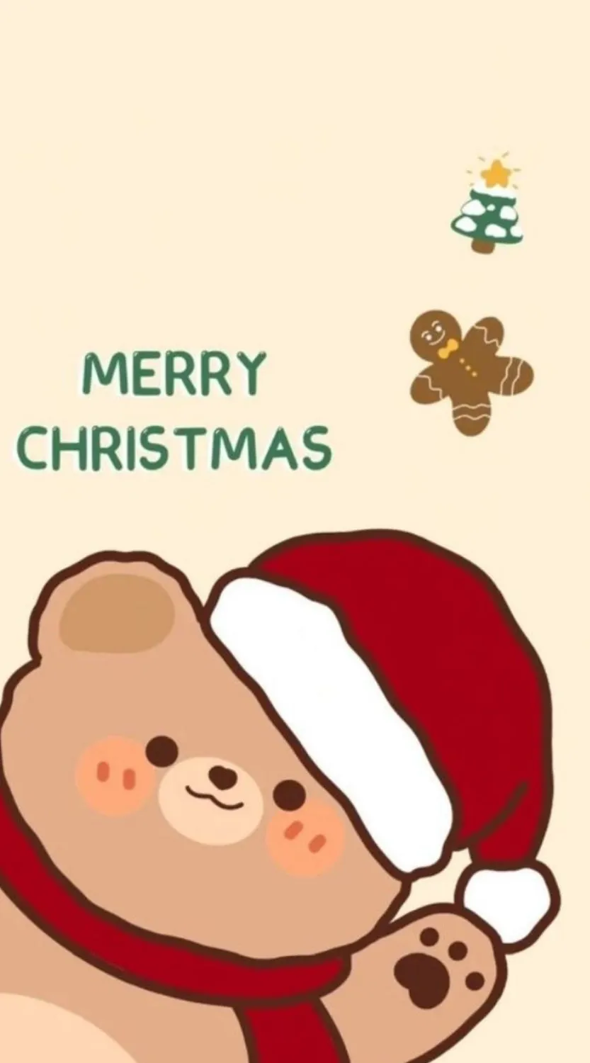 Chú gấu đội mũ noel dễ thương