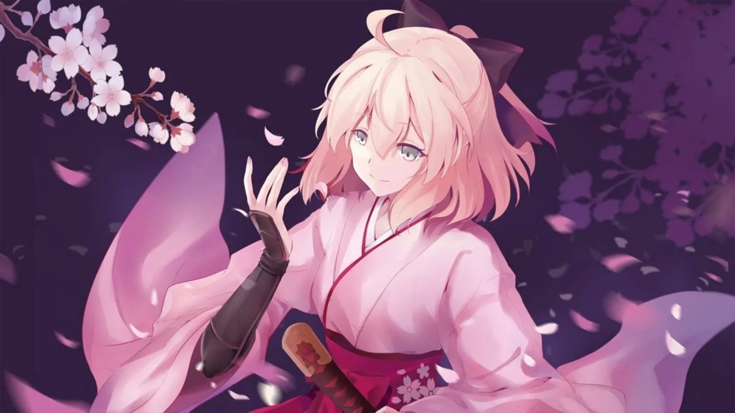 Hình nền Anime nữ bên hoa
