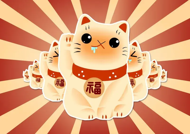 Cầu chúc may mắn với hình nền mèo thần tài đáng yêu