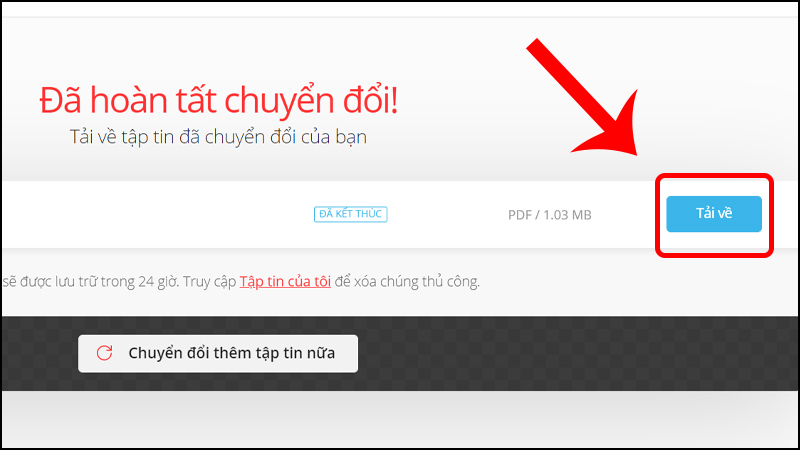 Nhấn Tải về sau khi chuyển đổi hoàn tất Nhấn Tải về sau khi chuyển đổi hoàn tất
