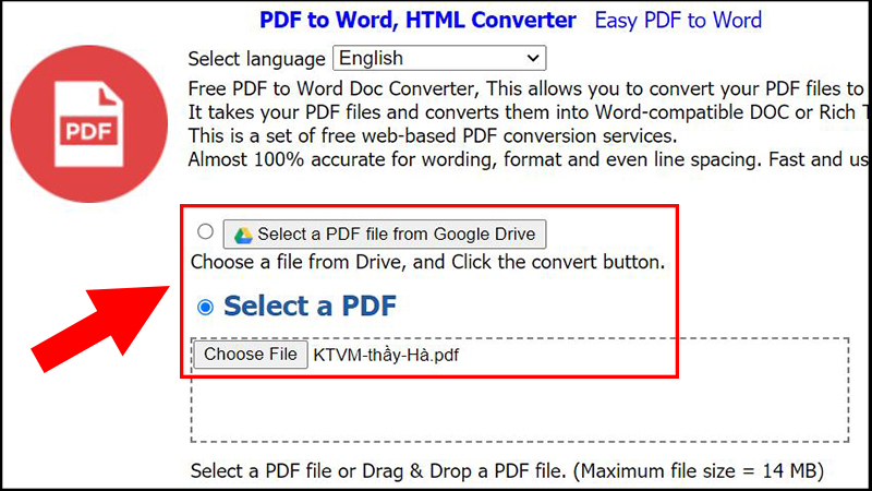 Tải lên tập tin PDF cần chuyển đổi Tải lên tập tin PDF cần chuyển đổi