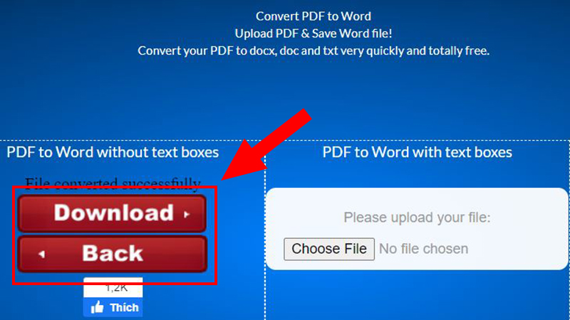 Lưu file Word vừa chuyển đổi về máy bằng cách nhấn Download Lưu file Word vừa chuyển đổi về máy bằng cách nhấn Download