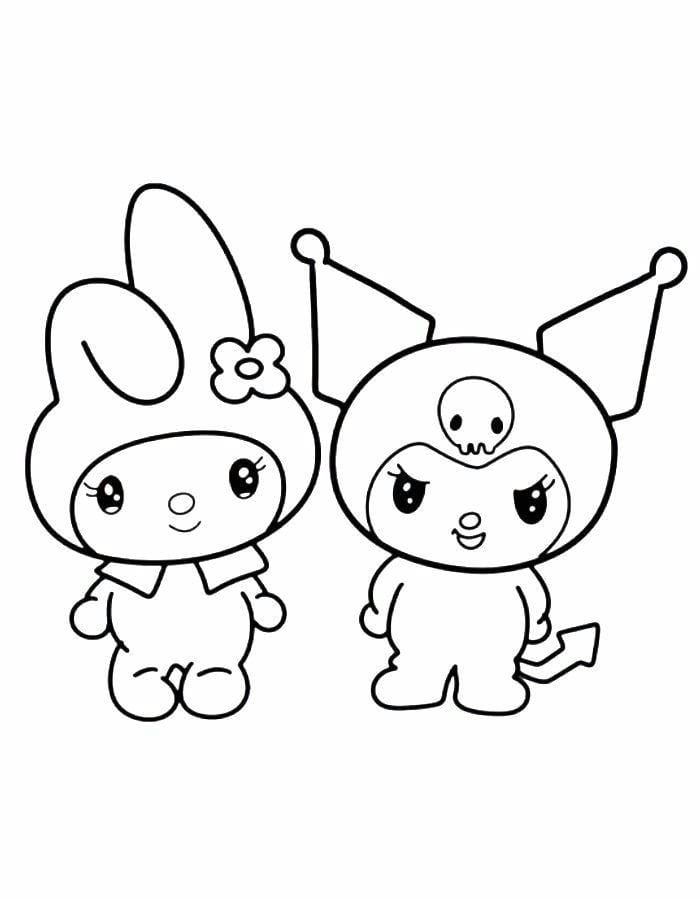 Mê Mẩn Với 99+ Tranh Tô Màu Kuromi và Melody Cho Bé - Tải Về Ngay! Ảnh tranh tô màu Kuromi và Melody đơn giản, dễ thương cho bé