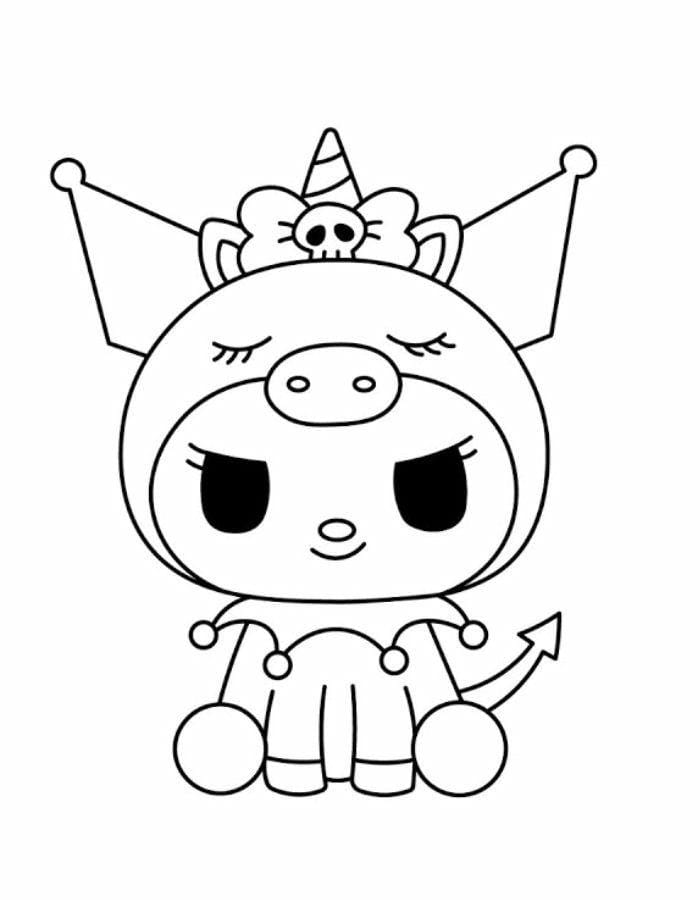 Mê Mẩn Với 99+ Tranh Tô Màu Kuromi và Melody Cho Bé - Tải Về Ngay! Tranh tô màu Kuromi hóa trang kỳ lân đnág yêu