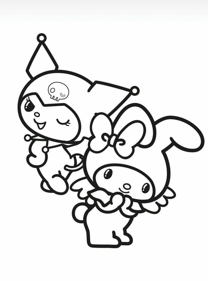 Mê Mẩn Với 99+ Tranh Tô Màu Kuromi và Melody Cho Bé - Tải Về Ngay! Tranh tô màu Kuromi và Melody đơn giản, dễ thương cho bé