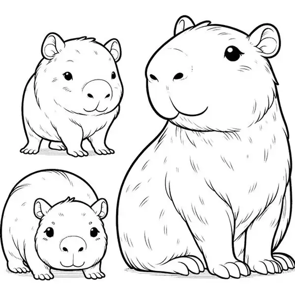 100+ Tranh Tô Màu Capybara Cute: Từ Dễ Đến Khó, Phù Hợp Mọi Lứa Tuổi! tranh to mau Capybara cute cho be thoa suc sang tao04
