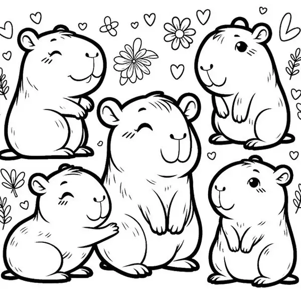 100+ Tranh Tô Màu Capybara Cute: Từ Dễ Đến Khó, Phù Hợp Mọi Lứa Tuổi! tranh to mau Capybara cute cho be thoa suc sang tao19