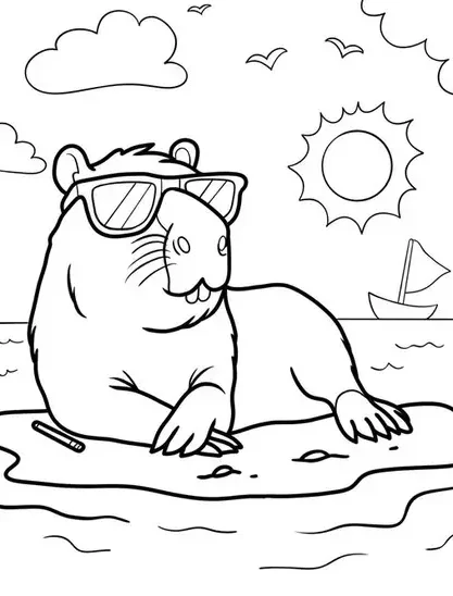 tranh tô màu Capybara cute cho bé thỏa sức sáng tạo