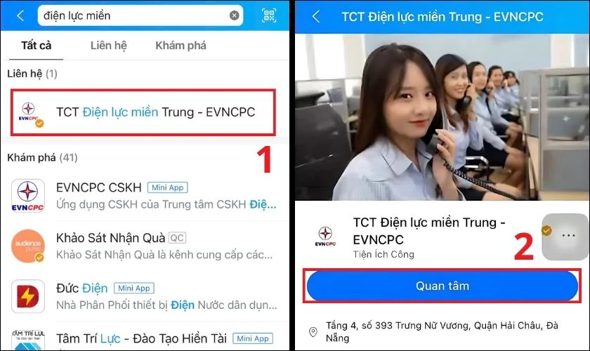 Bạn Đã Biết Cách Tra Cứu Tiền Điện Này Chưa? Đơn Giản Hơn Bạn Nghĩ! Tìm kiếm tài khoản EVN của địa phương bạn sống và nhấn Quan tâm