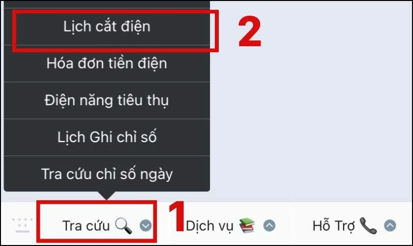 Bí kíp tra cứu lịch cắt điện toàn quốc: Không bao giờ bị động! Bấm vào Tra cứu phía dưới khung và chọn Lịch cắt điện