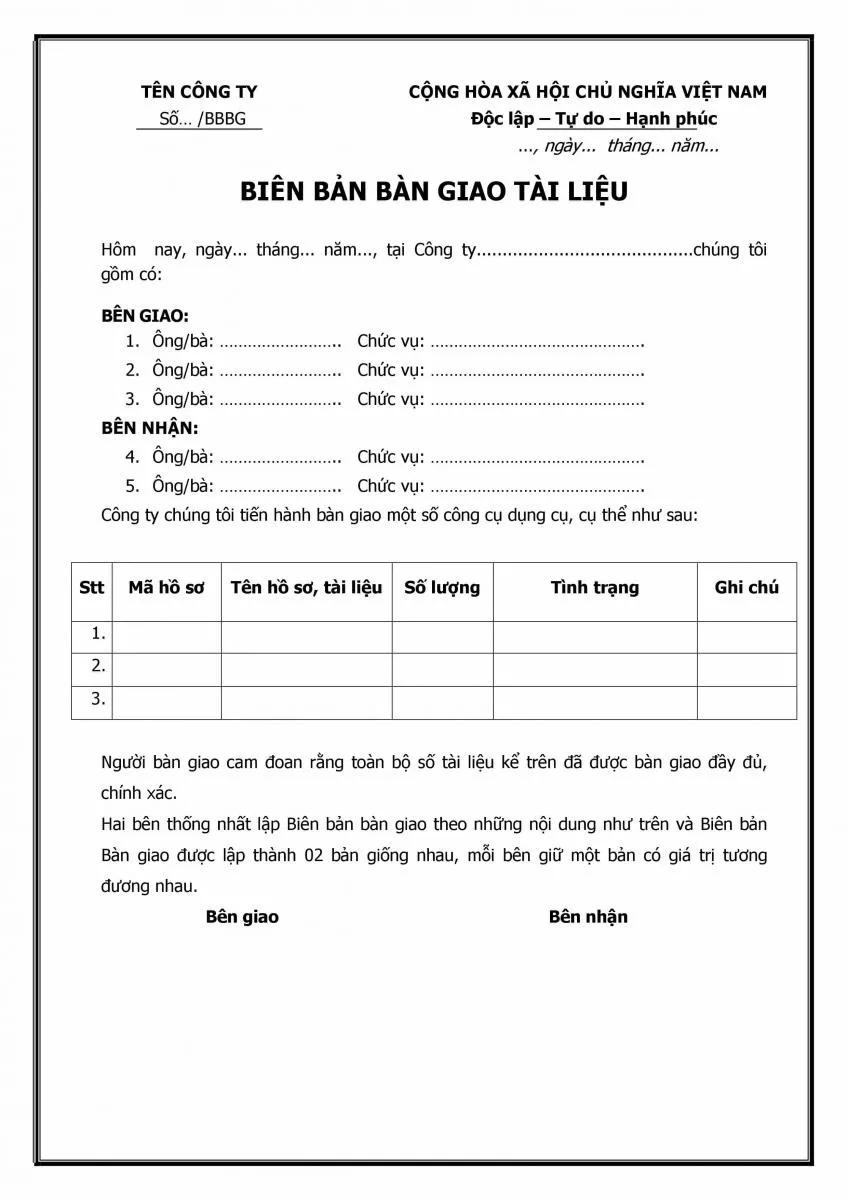 Mẫu Biên Bản Bàn Giao Phổ Biến Nhất Hiện Nay: Bạn Đã Có Chưa? bien ban ban giao innhanh.pro .vn03