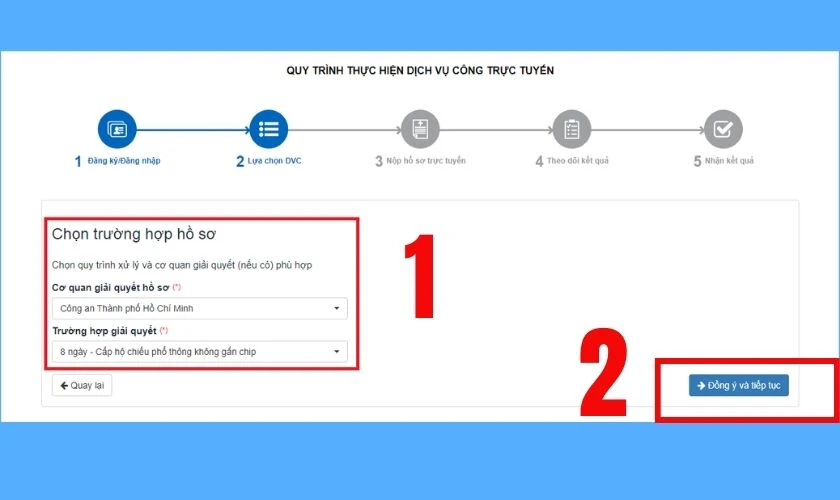 Cập nhật 2025: Hướng dẫn làm hộ chiếu online chính xác nhất Chọn trường hợp hồ sơ
