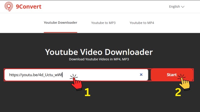 Dán link video vào khung URL trên 9convert.com Dán link video vào khung URL trên 9convert.com