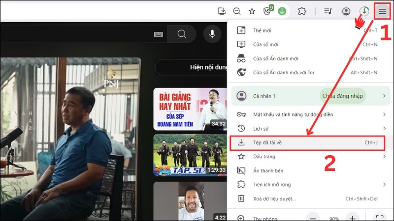 Theo dõi trạng thái download và mở cửa sổ quản lý tệp download Theo dõi trạng thái download và mở cửa sổ quản lý tệp download