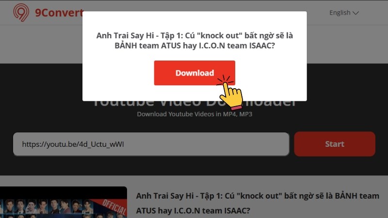 Chờ web xử lý đến khi hiện nút Download Chờ web xử lý đến khi hiện nút Download