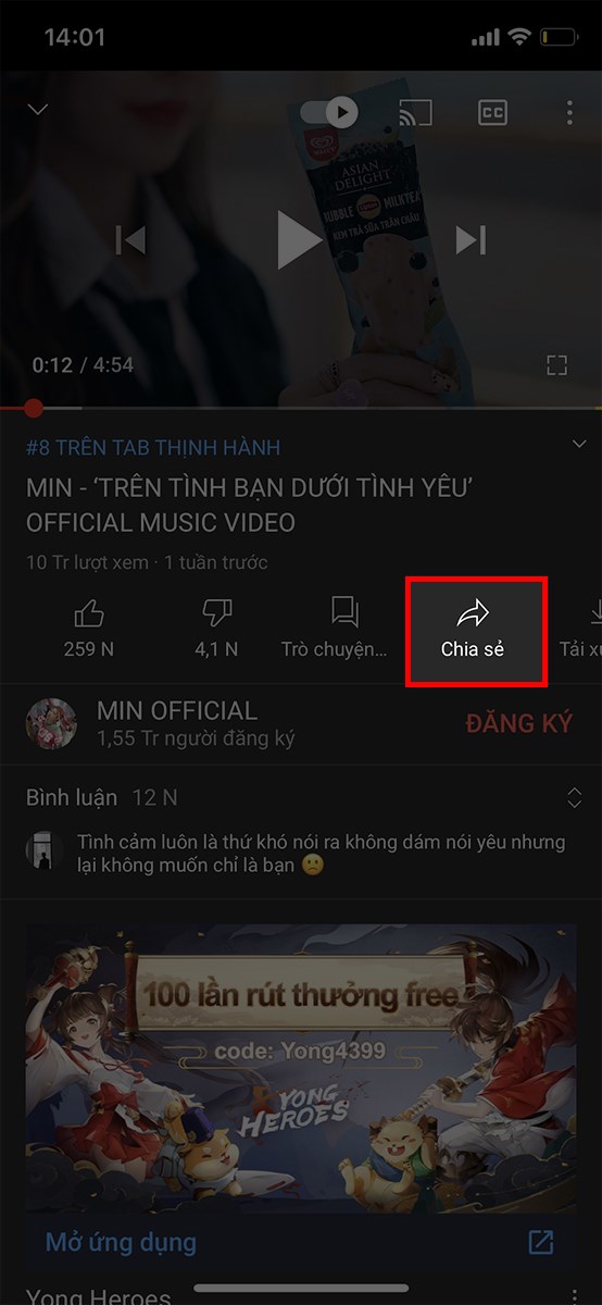 Nhấn vào chia sẻ Nhấn vào chia sẻ