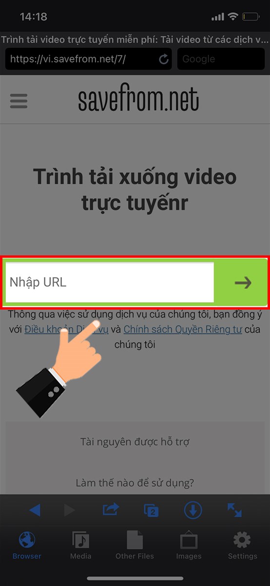 Dán đường link tại thanh tìm kiếm trên ứng dụng My Media Dán đường link tại thanh tìm kiếm trên ứng dụng My Media