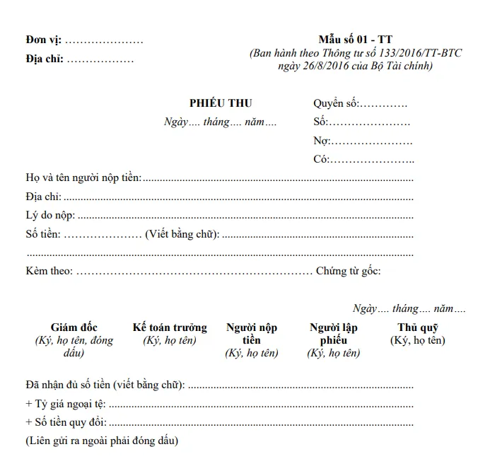 Bộ 40 Mẫu Phiếu Thu, Phiếu Chi 2025 Word, Excel, PDF: Tải Miễn Phí! phieu thu innhanh.pro .vn2