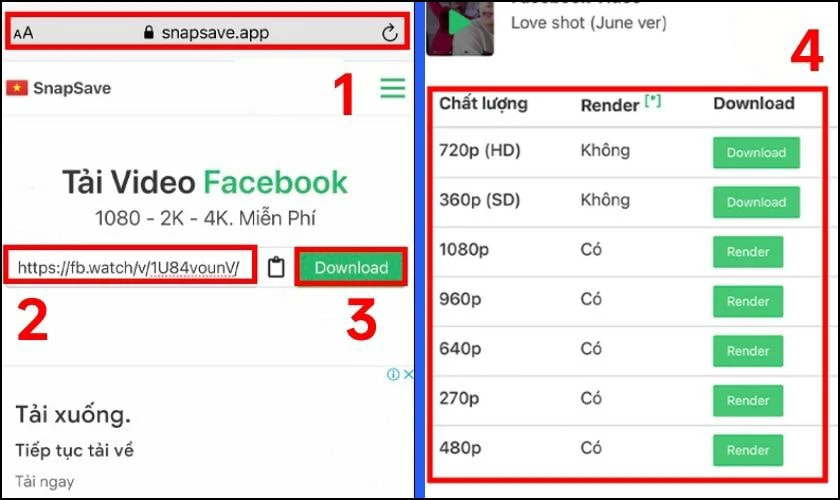 Tải Video Facebook Về Điện Thoại (Android/iPhone) Dễ Như Ăn Kẹo Với Cách Này! Lựa chọn chất lượng video và nhấn giữ vào nút Download một lần nữa