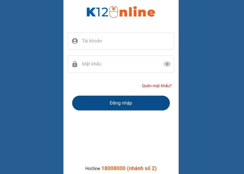 nhập thông tin tài khoản, mật khẩu