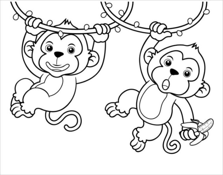 Hình tô màu con khỉ dễ thương cho bé tập tô (7)
