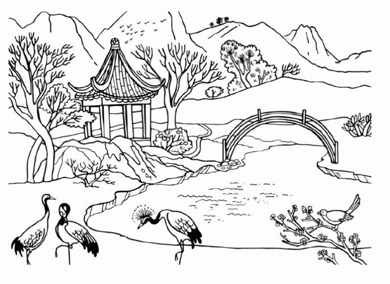 Hình tô màu phong cảnh đẹp cho bé tô màu (6)
