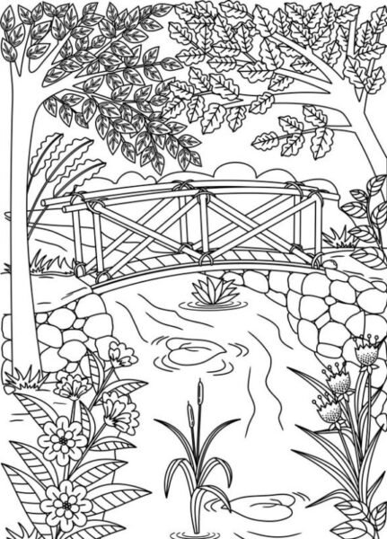 Hình tô màu phong cảnh đẹp cho bé tô màu (7)