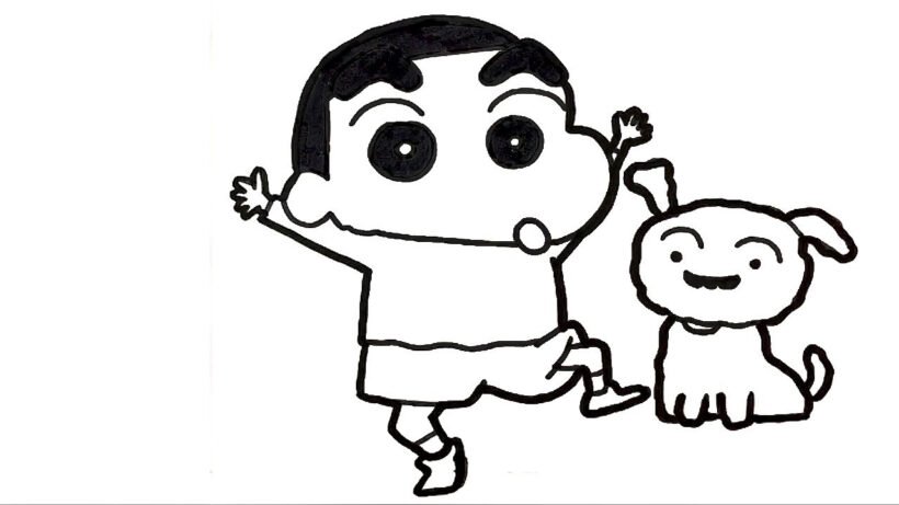 Tranh to mau Shin cau be but chi va chu cho dang yeu