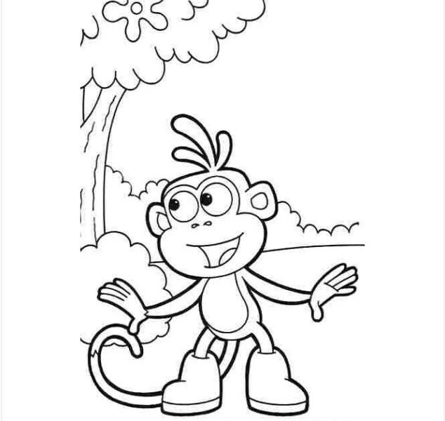 Hình vẽ đen trắng con khỉ cho bé tô màu (1)