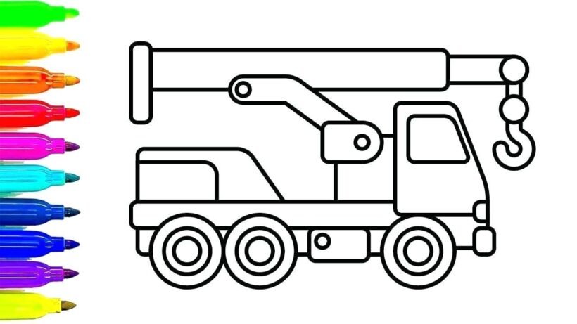 Tranh tô màu cần cẩu cho bé tập tô (10)