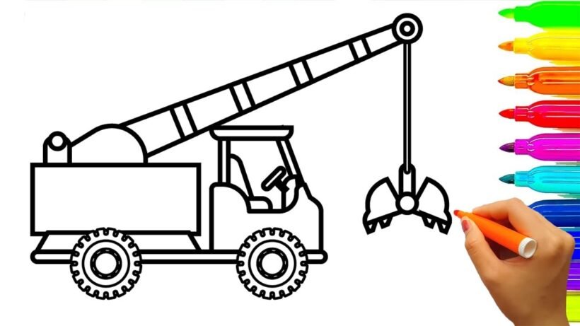 Best of How to draw Crane Truck Coloring Pages for Kids Learn Colors with