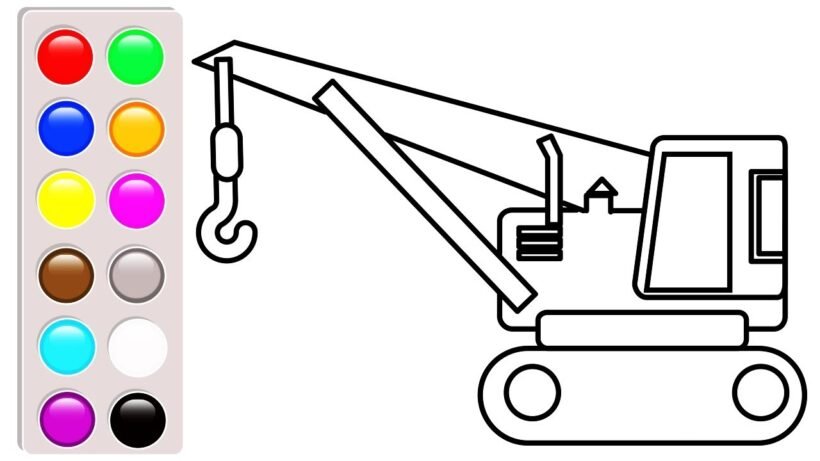 Tranh tô màu cần cẩu cho bé tập tô (14)