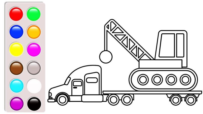 Best of Crane truck and container coloring pages Construction vehicles