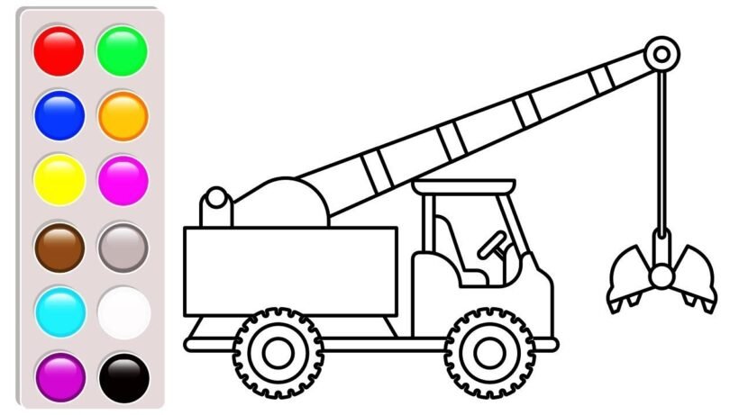 Tranh tô màu cần cẩu cho bé tập tô (2)