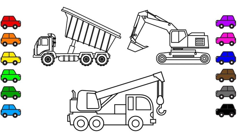 bulldozer coloring pages Inspirational Learn Colors with Construction Truck Coloring Pages Crane Truck