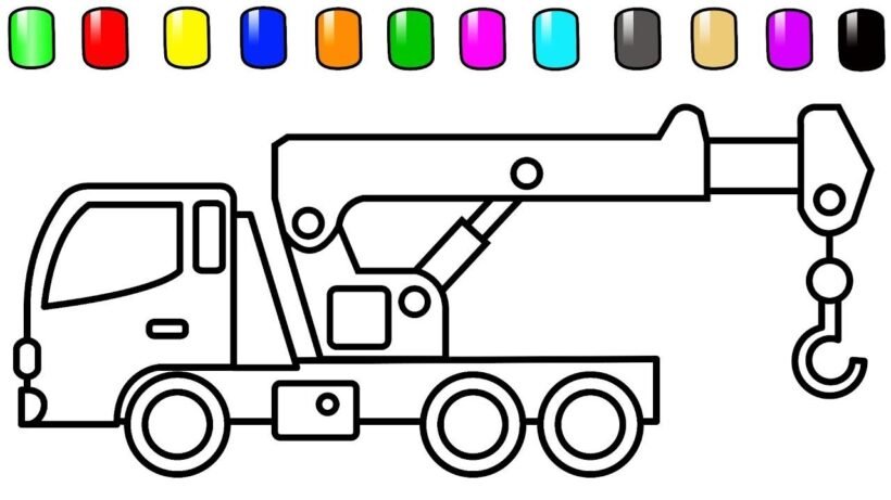 Tranh tô màu cần cẩu cho bé tập tô (24)