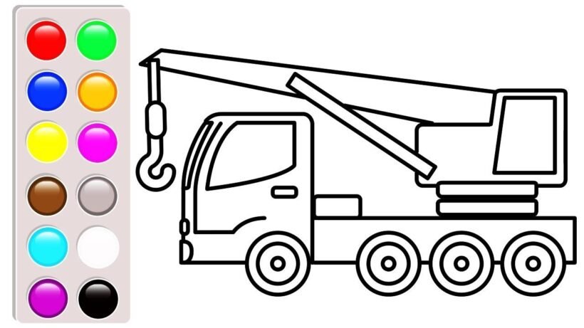Tranh tô màu cần cẩu cho bé tập tô (4)