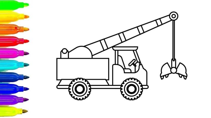 Tranh tô màu cần cẩu cho bé tập tô (8)