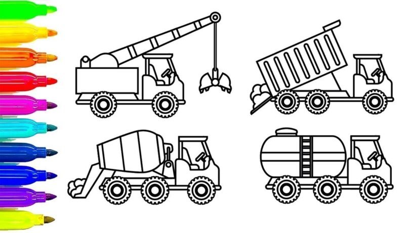 Tranh tô màu cần cẩu cho bé tập tô (9)