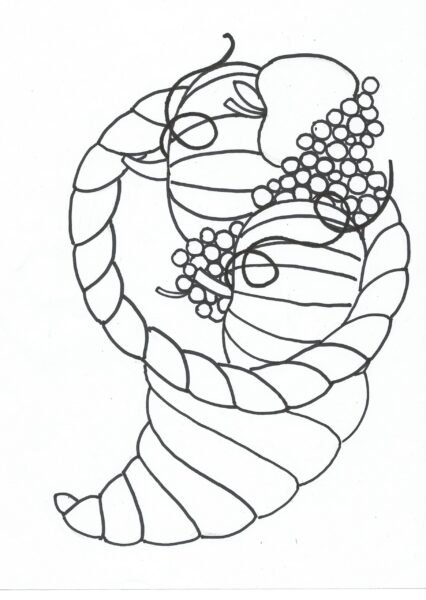 cornucopia fruit coloring pages Luxury Cornucopia clipart printable Pencil and in color cornucopia
