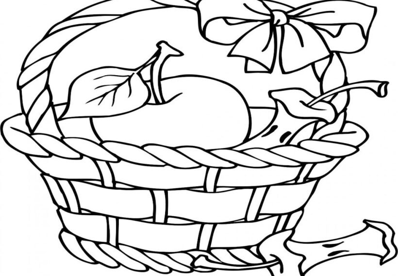 Fruit basket coloring pages to print Best of Apple Basket Clipart Pencil And Coloring Pages Page Free Printable