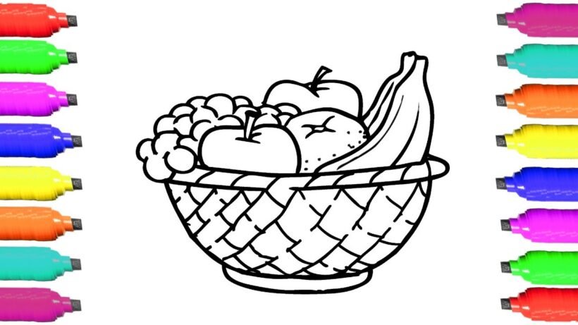 Tranh tô màu mâm ngũ quả cho bé tập tô (4)