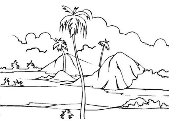 Tranh tô màu phong cảnh miền núi