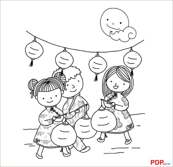 tranh to mau trung thu dep don gian cho be