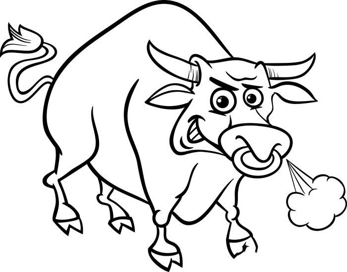 tranh-ve-chua-to-mau-con-trau-cho-be-tap-to-1 bull farm animal coloring page