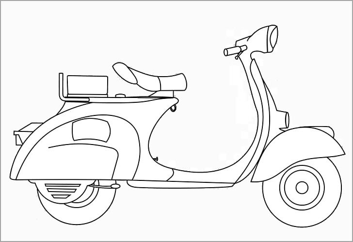 Tranh vẽ đen trắng xe máy cho bé tô màu (2)