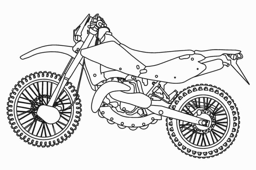Tranh vẽ đen trắng xe máy cho bé tô màu (3)