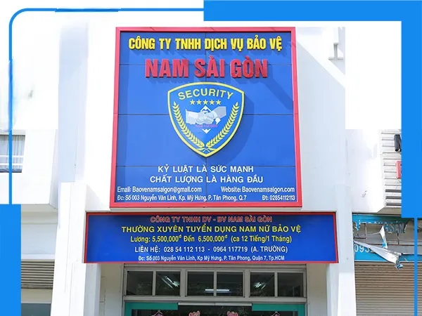 Bảng Hiệu Công Ty Bảo Vệ Alu Xanh Navy Chữ Trắng