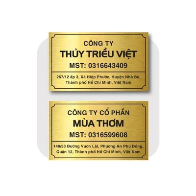 Biển Công Ty Inox Mạ Đen Chữ Vàng Bang gia lam bien cong ty inox tai Quang Cao 24H